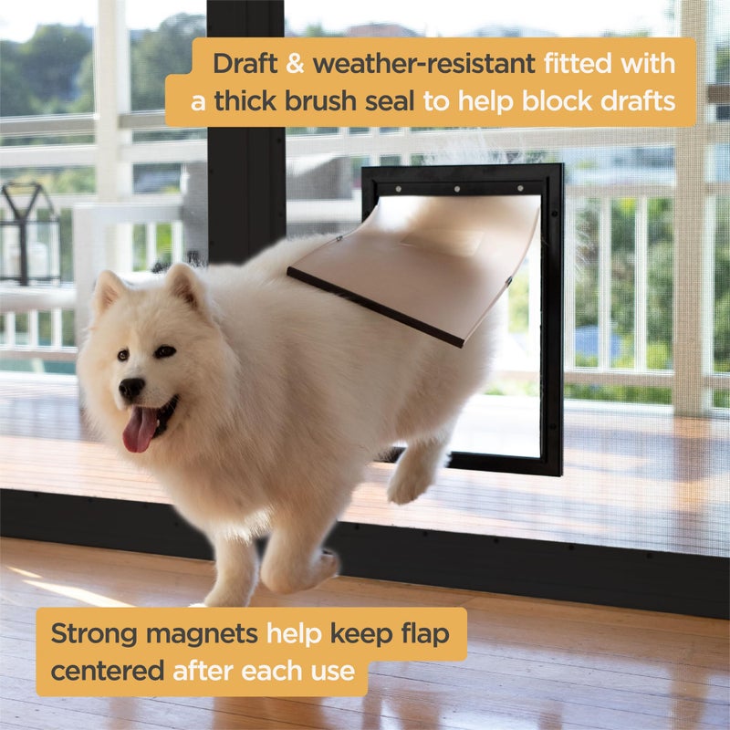 Hakuna Pets Deluxe Aluminum Pet, Cat and Dog Door with 2-Way Locking Panel for Screens, Doors and Walls up to 2.8" Thick, Small, Black - Image 4